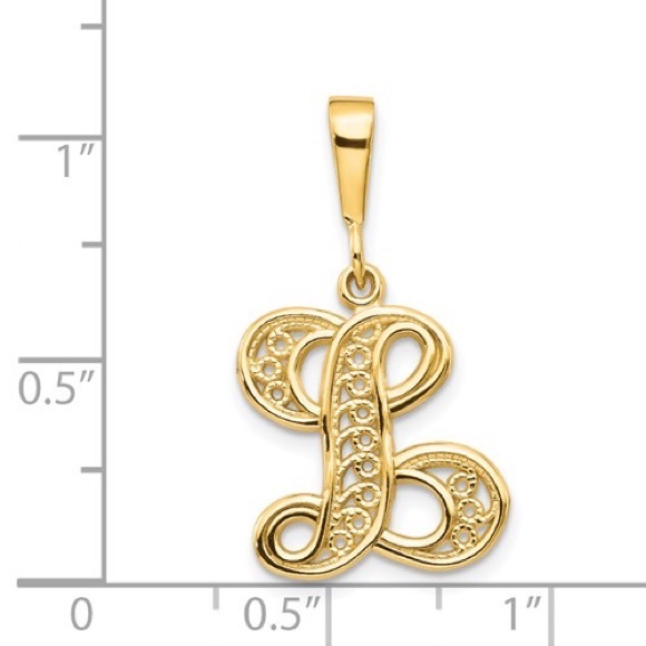 14k Yellow or White Gold Filigree Stylized Letter Initial Alphabet Charm Pendant - Picture 13 of 16